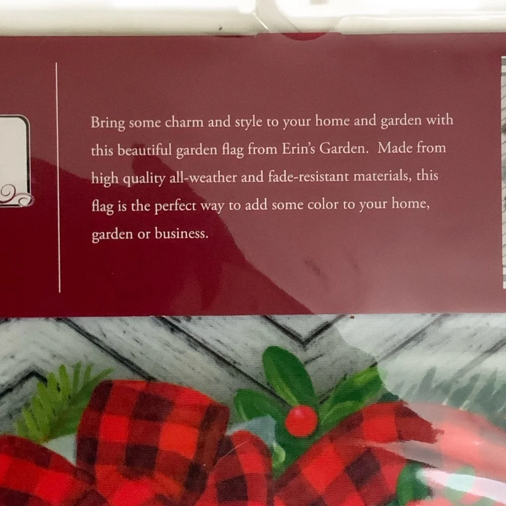 Winter Wreath Garden Flag Buffalo Check Christmas All Weather 12.5 in X 18 in - Picture 10 of 13